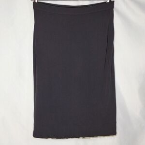 VNTG Y2K Prada Dark Gray White Trim Midi Skirt Women's EU 42